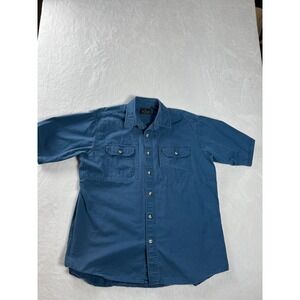 RedHead Mens XL Blue Ripstop Short Sleeve Button Down Shirt Utility Workwear